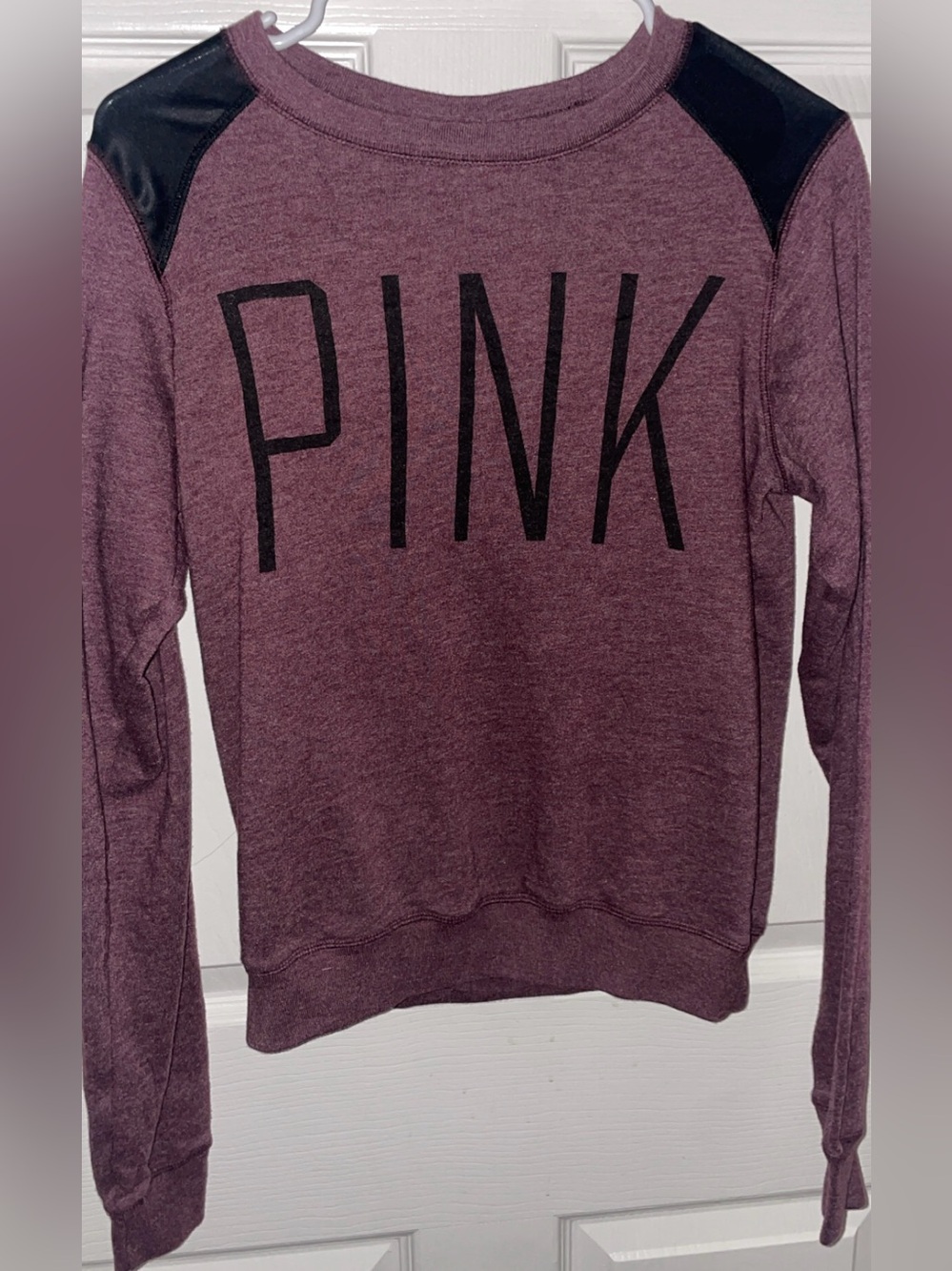 PINK Victoria's Secret Mauve Crewneck with Black Shoulder Panels